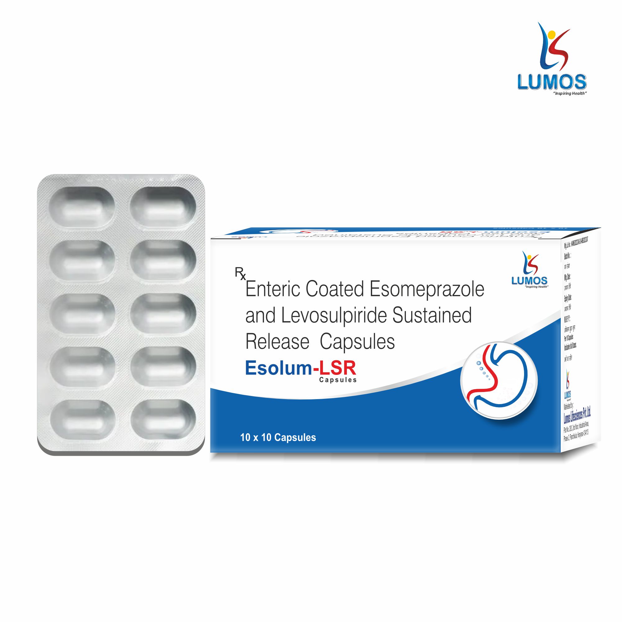 Esomeprazole 40 mg IP (EC) and levosulpiride 75 mg (SR)