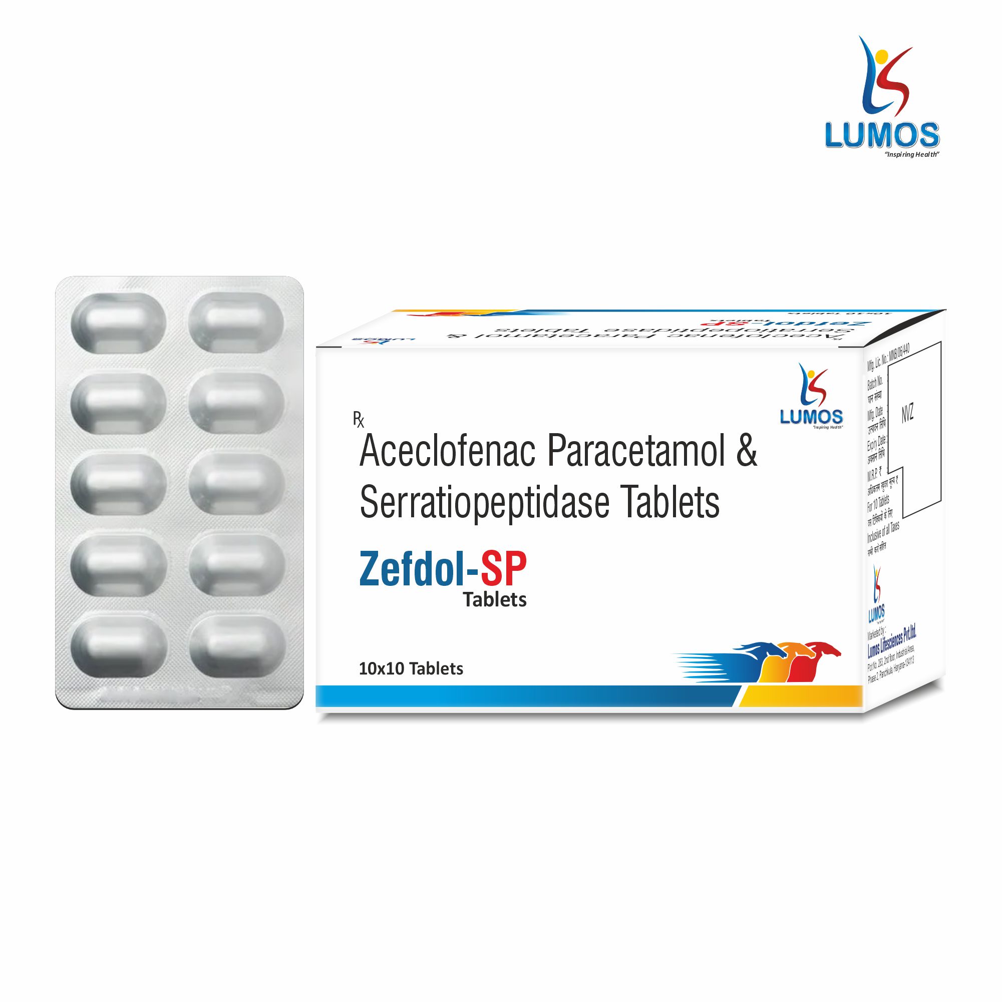 Aceclofenac 100mg + Paracetamol 325mg Serratiopeptidase 15mg