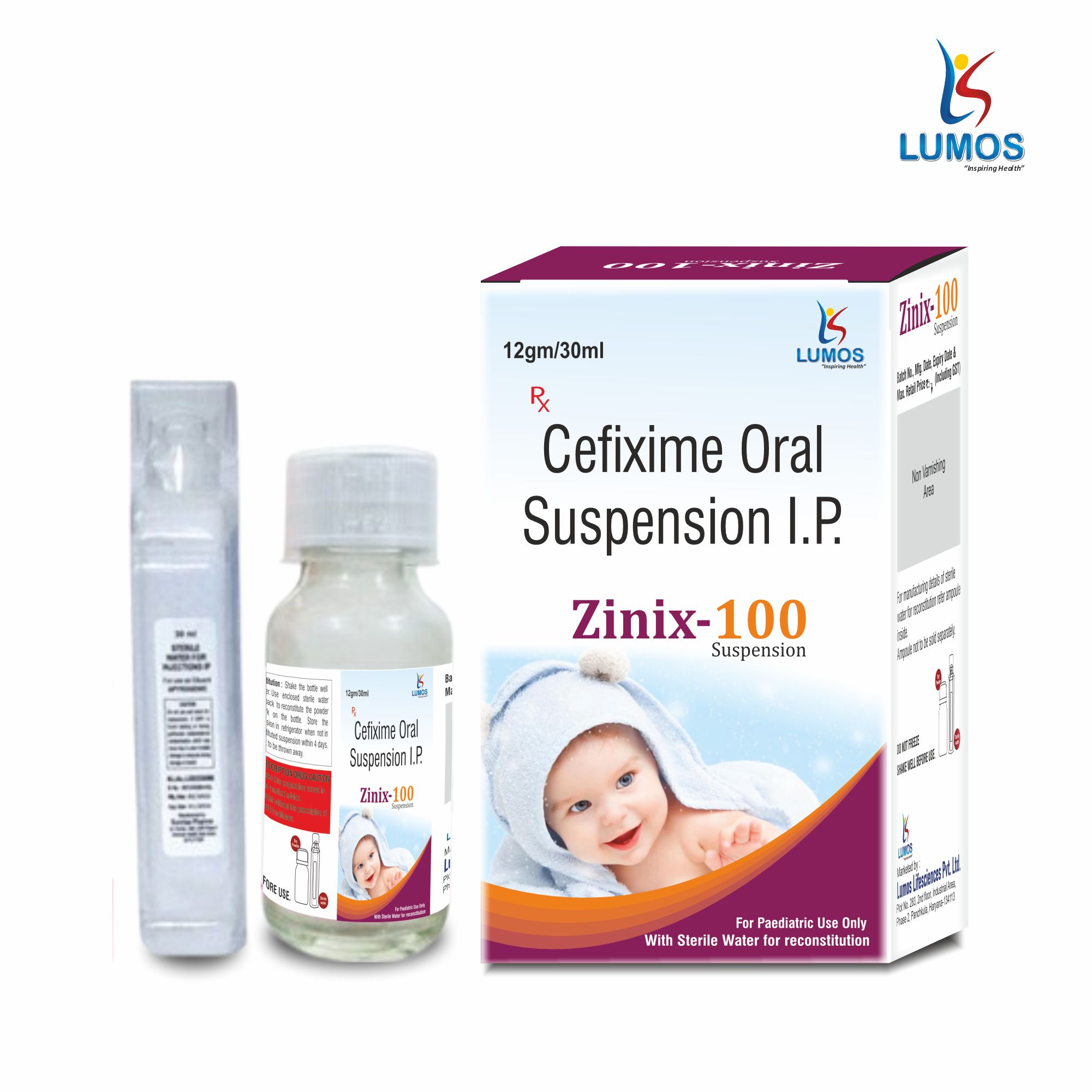 Zinix-100 12GM 30ML DRY SYRUP 3D